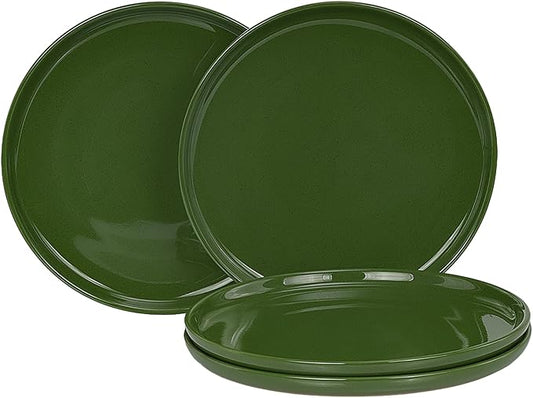 GZG Ceramic Dinner Plates Set of 4, 10.25 Inch Speckled Stoneware Plates with Clay-Tone Base, Large Ceramic Plates for Steak, Salad, Pizza, Microwave Oven Dishwasher Safe