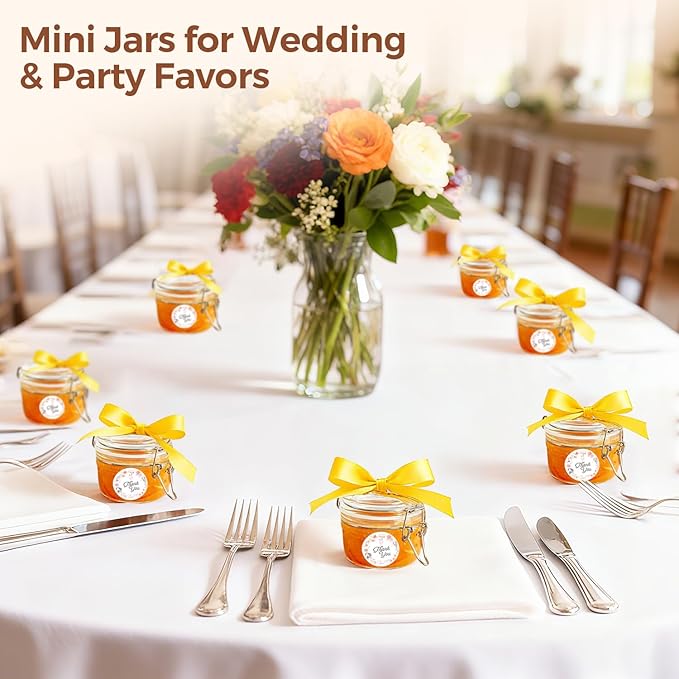 ComSaf 4oz Glass Spice Jars with Airtight Lids (Set of 6), Small Wire Clamp Mason Jars for Herbs, Honey, Jam & DIY Wedding Favors, 120ml Mini Glass Canisters for Pantry & Kitchen Organization