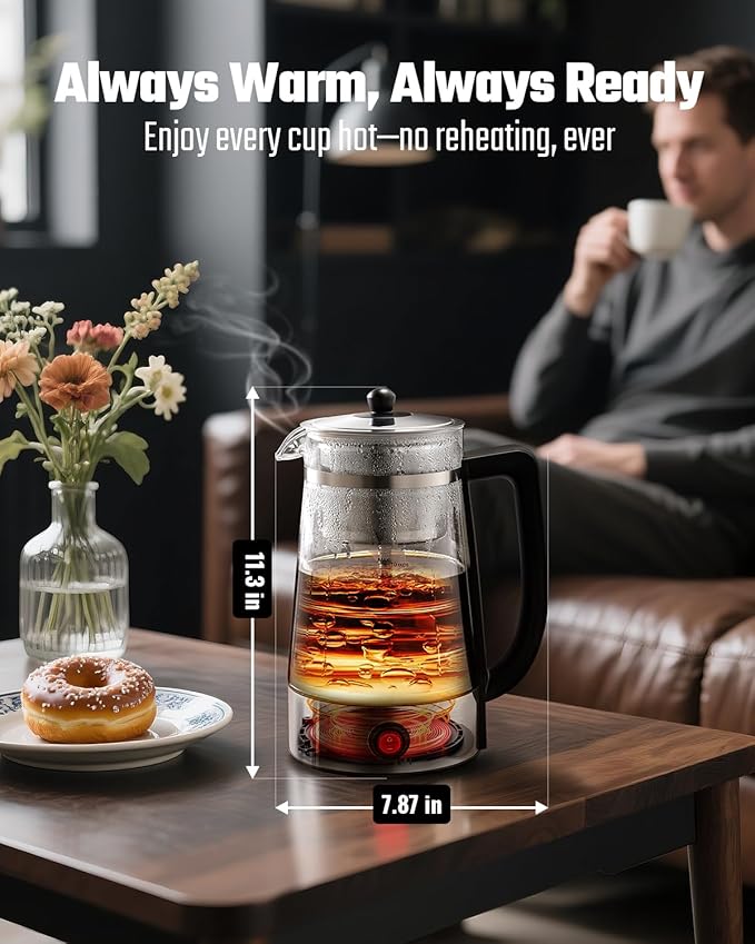 KIDISLE Percolator Coffee Pot Electric Coffee Maker, 10-Cup Coffee Percolator with Auto Keep Warm, Stainless Steel Basket, Borosilicate Glass, Cool-Touch Handle