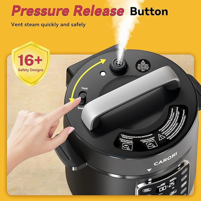 Electric Pressure Cooker 6 Qt, 9 Functions Programmable Instant Pot with IMD Touchscreen, Rice Cook, Slow Cook, Steam, Sauté, Warm, 16+ Safety Features, 1000W Black
