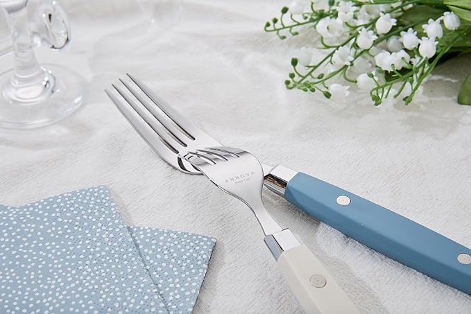 ANNOVA Silverware Set, Retro/Rivet Colorful Stainless Steel Tableware Kitchen Flatware Set Utensils, Includes Dinner Knives, Forks, Spoons, Salad Forks & Dessert Spoons (Morandi Mix, 20 Pieces)