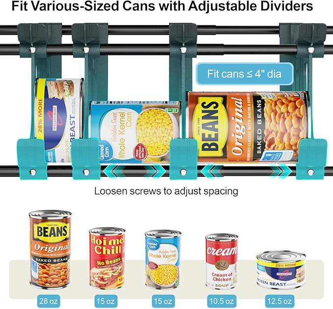 iSPECLE Expandable Can Storage Organizer Pantry, Large Capacity 40 Cans Pantry Organizers and Storage, Auto Rolling Dispenser & Stackable for Deep Pantry Shelves, Black