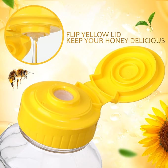Didaey 48 Pcs 16 oz Honey Jar with Lids Squeeze Honey Bottles Bulk Clear Plastic Honey Container Honey Dispenser Empty with Flip Lid