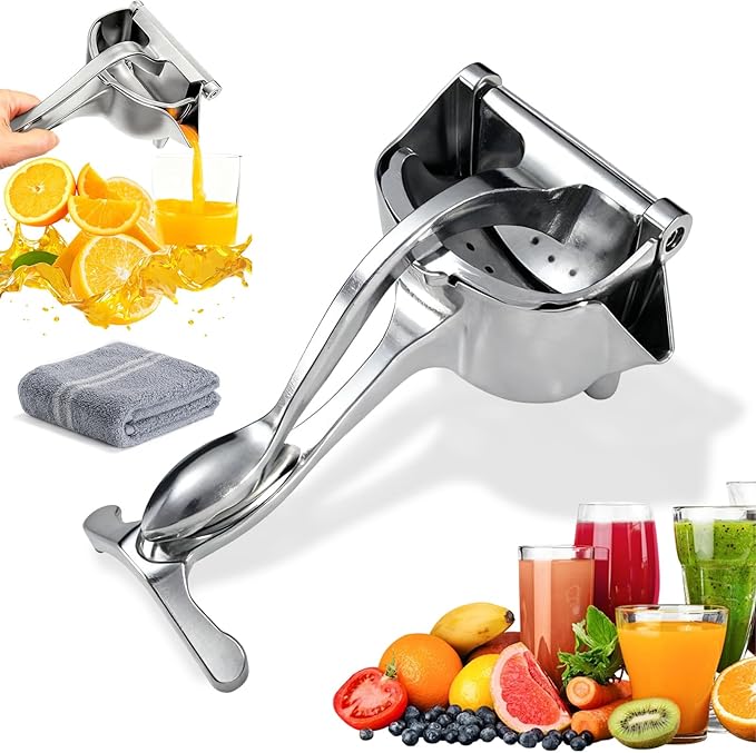 Hand Juicer Squeezer - Aluminum Alloy Fresh Fruit Juice Extractor, Fruit Juice Handheld Press Squeezer with Seed Filter, Heavy Duty Manual Hand Press Juicer for Citrus and Other Fruits (1PC)