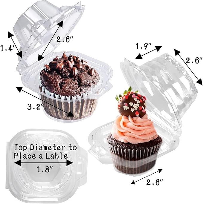 NPLUX 25 Pack Individual Cupcake Containers Plastic Cupcake Boxes Cupcake Holders Stackable Deep Dome Cupcake Carrier