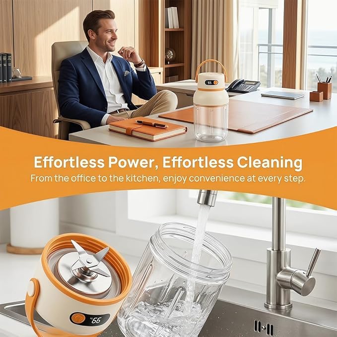 Portable Electric Juicer Cup with Zero Cord Hassle, 33oz Large Capacity Personal Blender with 18000RPM High Speed, USB-C Rechargeable Wireless Juicer Cup for Gym, Travel (800ML / 27OZ)