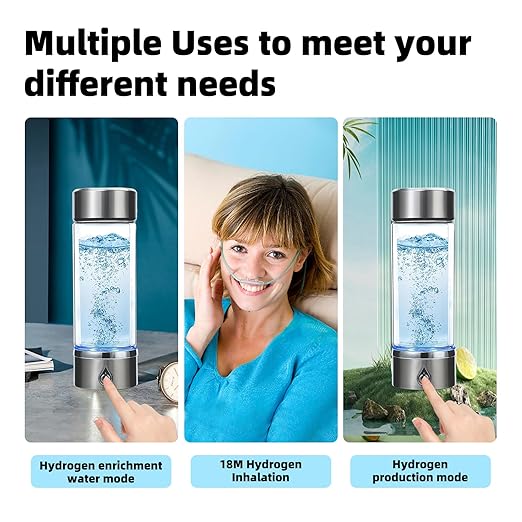 Hydrogen Water Bottle, Health Cup Glass Water Bottles with Alkaline Energy,Hydrogen Water Generator, Hydrogen Rich Water Glass Health Cup