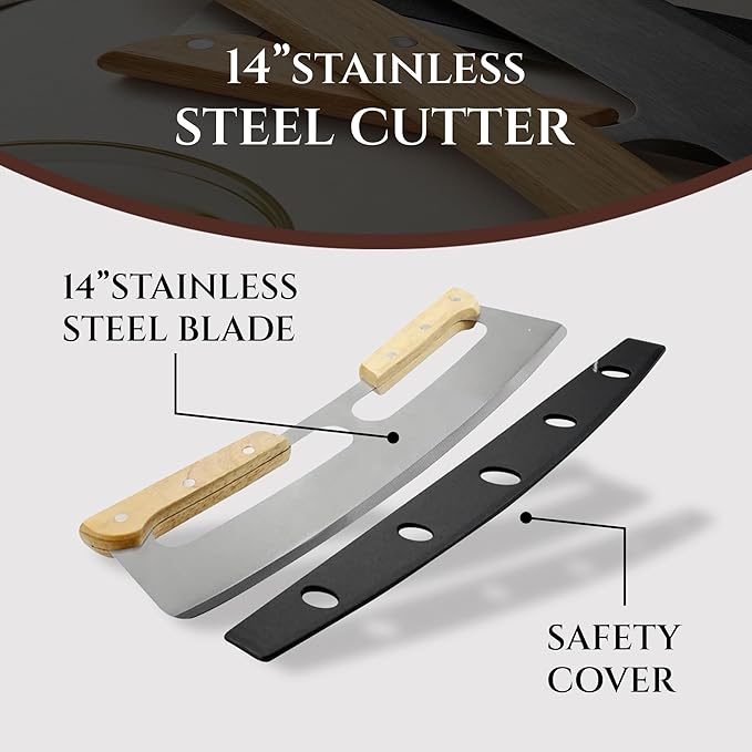 Pizza Lovers Set – Bamboo Pizza Peel & Cutting Board with Rocker Knife