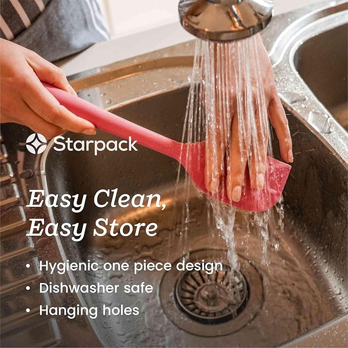 StarPack 'Scrape & Stir' Silicone Spatula Set (4 Pcs) - Heat Resistant Spatula Set 600°F - Food Grade Kitchen Spatulas - Nonstick Silicone Baking & Cooking Spatulas - Rubber Turner Set for Kitchen Use