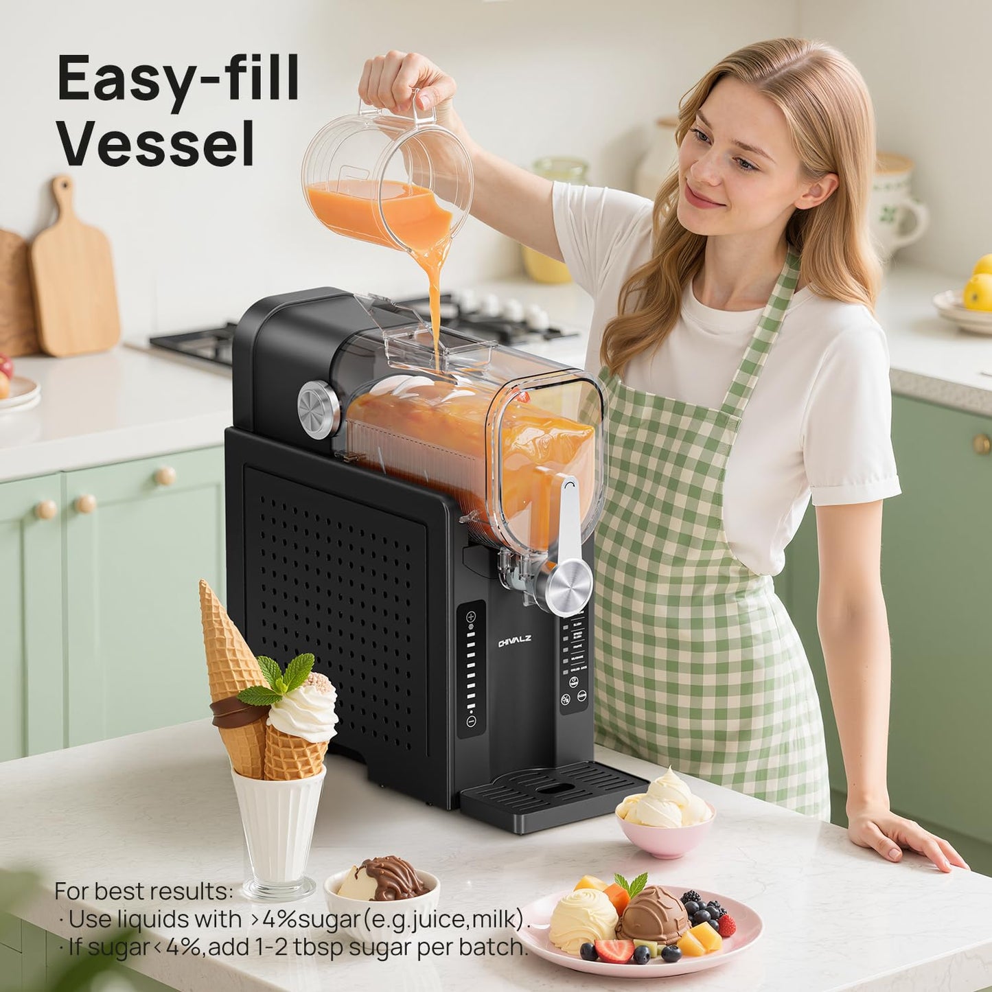 Slushie Machine No Ice Needed, Slushy Machine for Home, CHIVALZ Frozen Drink Maker with 6 Preset Programs for Margaritas, Frappés, Milk Shake and More, LED Display, Auto Clean, Black, 1 Pack+6 Modes