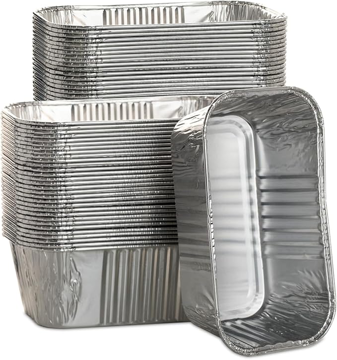 MOACOCK 50 Pack 1Lb Mini Loaf Pans, 6” x 3.5” x 2” Foil Disposable Loaf Pans, Aluminum Foil Bread Pans for Baking Homemade Cakes & Breads Holiday Treats Food Storage