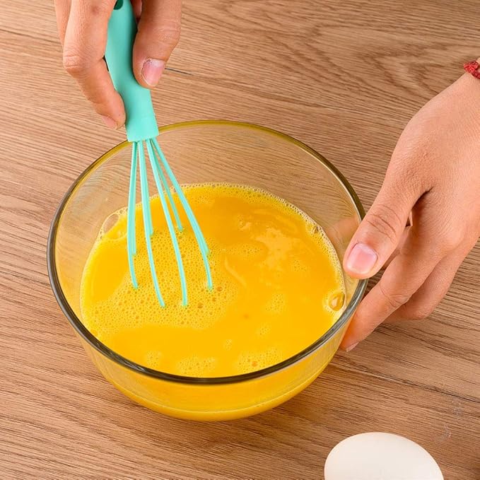 3 Pcs Premium Colorful Kitchen Mini Silicone Whisks - Mini Whisk Set Egg Beater for Stirring Cooking Baking, Tiny Silicone Balloon Wire Whisk, Milk Frother Kitchen Utensils Gadgets