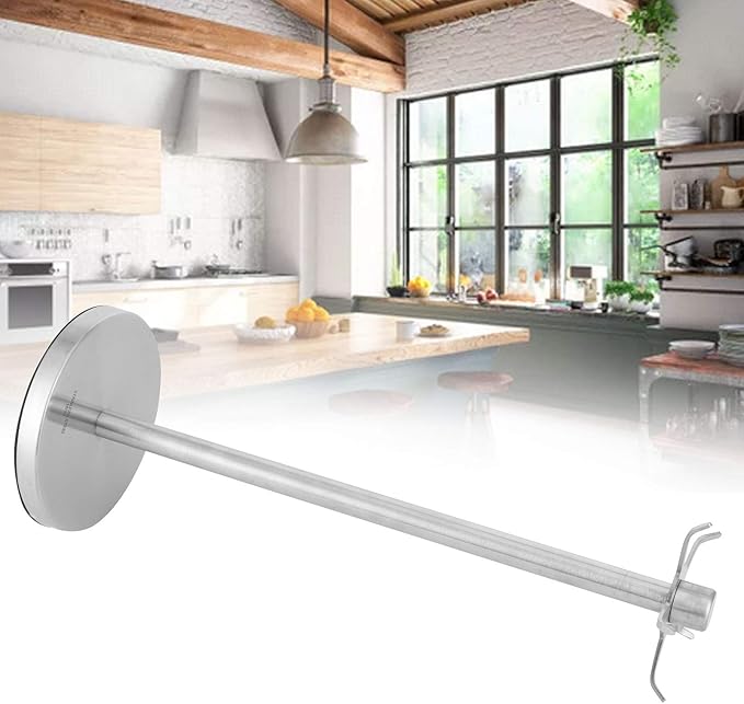 Stainless Steel Kitchen Utensil Holder, 360 Degree Rotating Utensil Rack with 5 Hooks, Kitchenware Storage Rack, Countertop Spatula Spoon Soup Ladle Holder