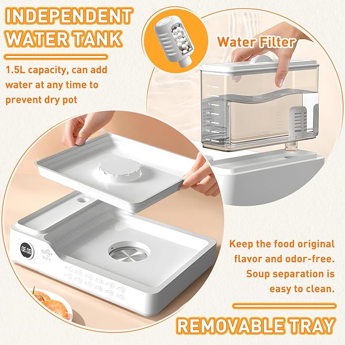 24L/25QT Electric Steamer, 3 Tier Food Steamer, Commercial Stainless Steel Steamer with Detachable Water Tank, Large Capacity Breakfast Machine with Timer, for Home, Restaurant, Party