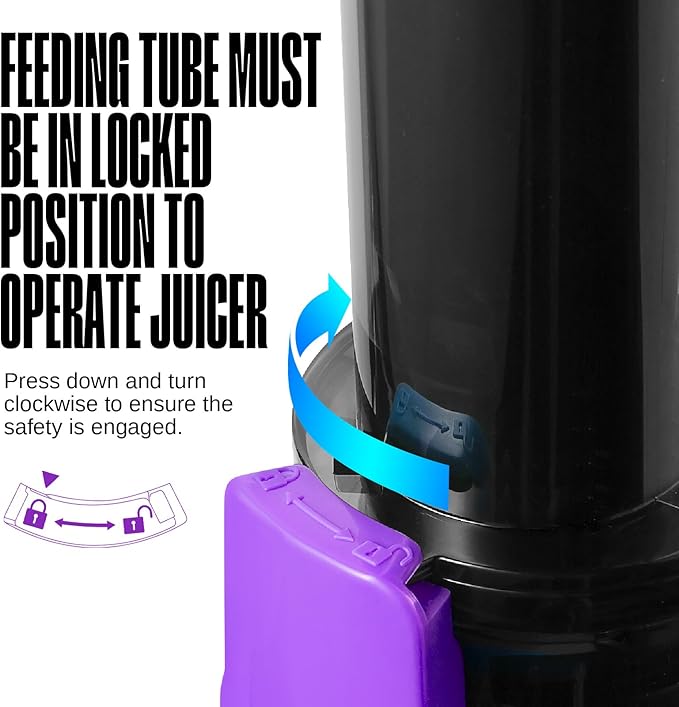 Ventray Ginnie Mini Cold Press Juicer, Small Slow Masticating Juicer for Vegetables and Fruits, High Juice Yield, Easy to Clean, Space-Saving, Fit for Personal/Travel/Picnic/Office - Purple
