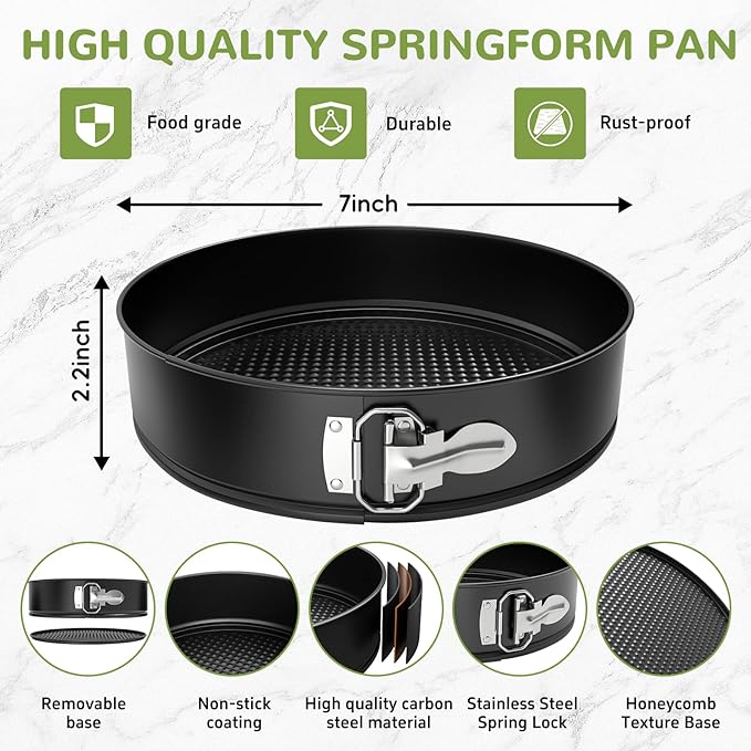 ZeroPone 7 Inch Springform Pan with Removable Bottom, Non-stick Round Spring Form Cake Mold Cheesecake Pan For Baking