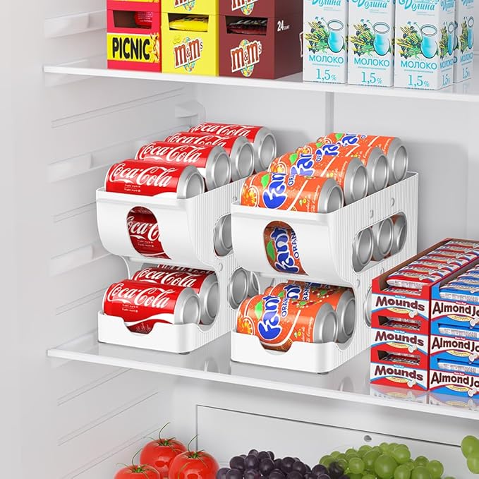 Sotfamily Soda Can Organizer for Pantry/Fridge, Automatic Rolling Pop Can Dispenser/Storage/Holder/Container for Refrigerator or 12" Deep Shelf, Space-Saving Drink Organizer for 24 Standard Cans