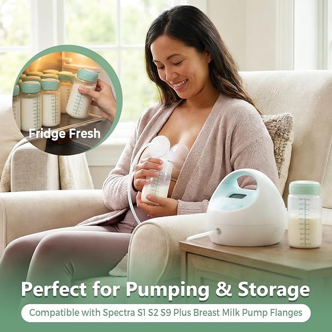 6PCS Breastmilk Storage Bottle, BPA Free Wide-Neck Spectra Bottles for Pumping, Storage Collection Baby Bottles for Fridge & Momcozy Breast Milk Cooler, Breastfeeding Bottle, 10 oz
