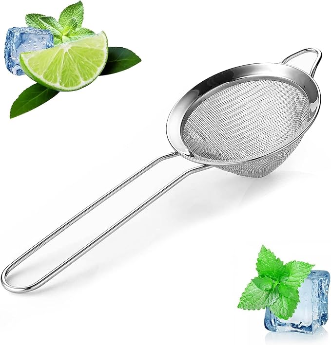 Fine Mesh Strainer with Handle – 3.3" Tea Strainer for Loose Tea Leaves and Coffee, Stainless Steel Tea Infuser with Handle – Good for Brewing Tea and Coffee