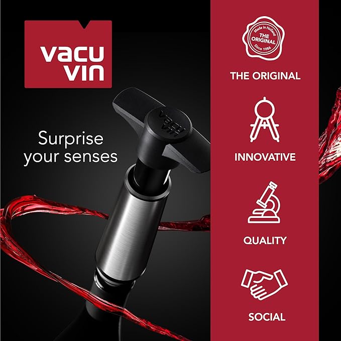 Vacu Vin Wine Decanter – Elegant Glass Carafe for Aerating Red Wine – Enhances Flavor & Aroma – Easy-Pour Spout – Modern Design – Dishwasher Safe Wine Aerator & Serving Vessel