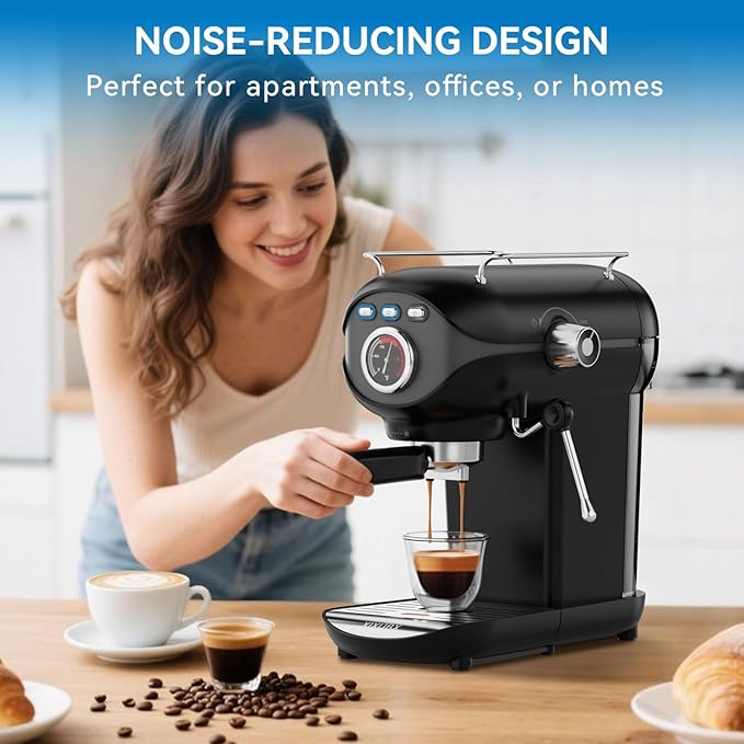 XIXUBX Espresso Machine, 20 Bar Pump Temperature Control, Compact Espresso Maker with Steam Milk Frother, Professional Coffee Makers for Home, Cappuccino Latte Machine, Gifts for Coffee Lover