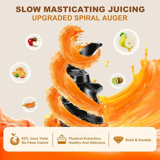 Juicer Machines, Cold Press Juicer with 4.2'' Large Feed Chute, Fit Whole Fruit and Vegetable Slow Juice Extractor Machine, 250W Masticating Juicer Easy To Clean, High Juice Yield, BPA Free