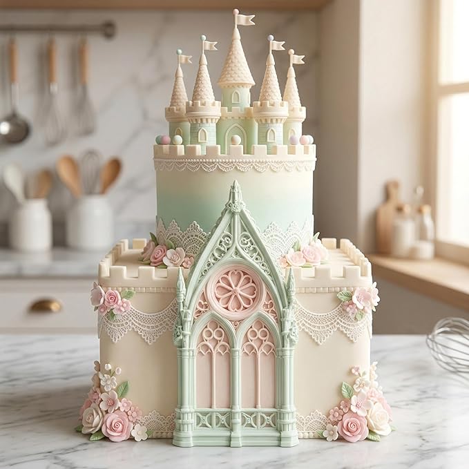 Retro Gothic Window Fondant Silicone Molds for Cake Decorating Cupcake Topper Chocolate Candy Gum Paste Polymer Clay