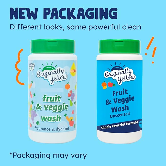 Originally Yellow USA Made Fruit And Vegetable Wash | Food-Grade Fruit and Veggie Wash With No Aftertaste | Powerful Cleaning & Safe Ingredients | Plant-Derived Produce Cleaner & fruit washer | 2 lb