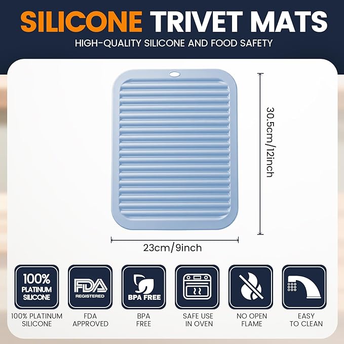 Silicone Trivet Mats 4 Heat Resistant Pot Holders Multipurpose Non-Slip Hot Pads for Kitchen Potholders, Drying mat, Jar Opener, Spoon Holder, Coaster.(Bamboo Moon)