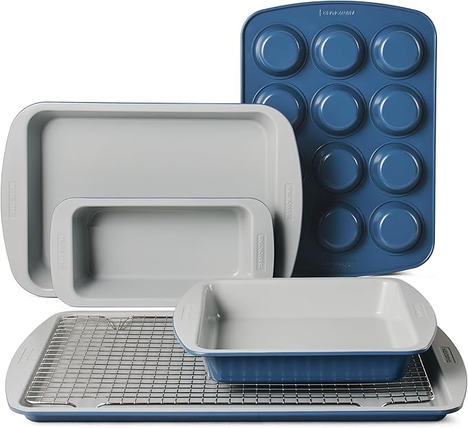Tramontina Rise 6-Piece Ceramic Baking Pans Set, Non stick Essential Bakeware for Cookies, Loafs, Cakes, Brownies and Muffins