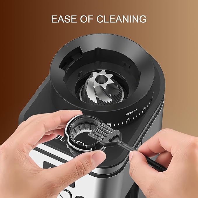 Conical Burr Coffee Grinder Electric,Stainless Steel Coffee Grinder for Home, Adjustable Burr Grinder with 30 Grind Settings, Digital Timer & 2-12 Cup Control, Removable Sealed Hopper, Easy Clean