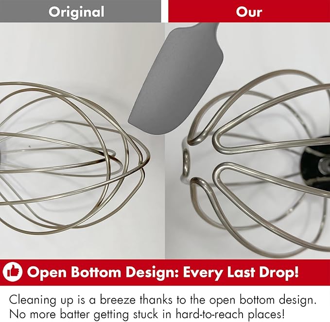 Heavy Duty Whisk Attachment for KitchenAid 7-8QT Bowl-Lift Stand Mixers- Extra Thick Stainless Steel Wire Whip for Fast Whipping, Perfect for Large Batches, Dishwasher Safe
