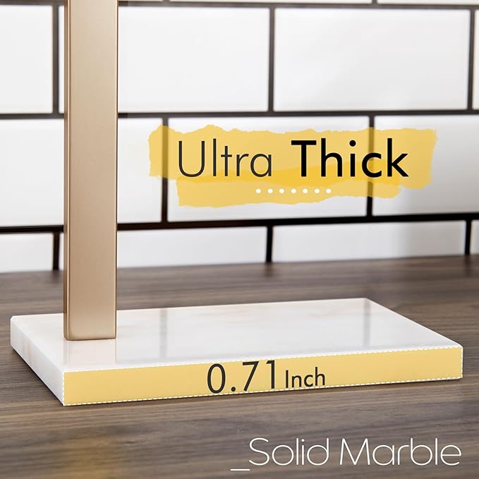 KOKOSIRI Hand Towel Rack Free Stand Towel Holder with Steady Marble Base for Bathroom Vanity Countertop, Champagne Bronze Stainless Steel 15.7'' Height THS0006-CPG