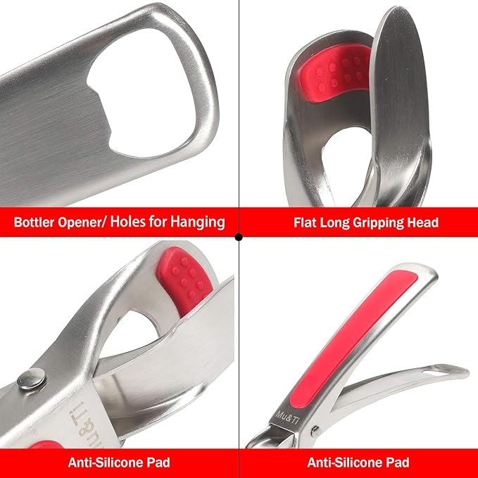 Mu&Ti Hot plate gripper For Instant Pot accessories, For Microwave, Oven,Toaster (Safe for Air Fryer Pans Gripper,Bowls, Egg Custard, Hot Plates) Stainless Steel Heat-Resistant Kitchen Gripper(Green)