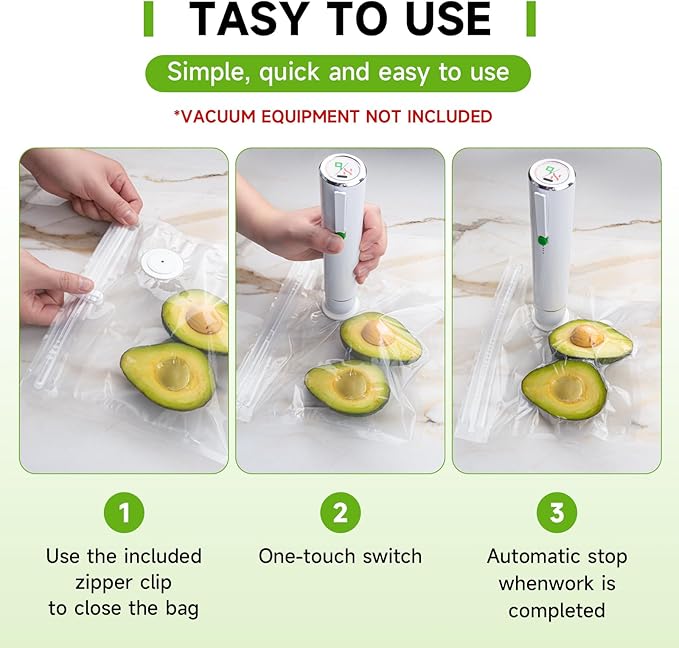 Vixino Vacuum Sealer Bags, 80 Reusable Vacuum Sealer Bags for Food, BPA-Free, Meal Prep and Sous Vide Cooking,Works for Handheld Sealer and Vac Sealer Machine with External Vacuum Systems