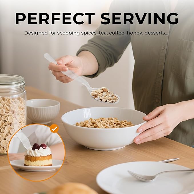 18 Count Disposable Clear Plastic Serving Spoons for Buffet, Large Serving Spoons Heavy Duty Disposable Serving Utensils for Catering Wedding Holiday Party Events (Clear, 18pcs spoons)