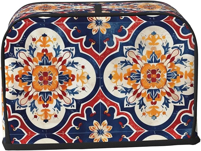 Purple Red Mandala Toaster Cover 2 Slice, Cute Rural Bread Machine Cover, Washable Dust-Proof Cover for Kitchen Small Appliance Cover,with Top Handle