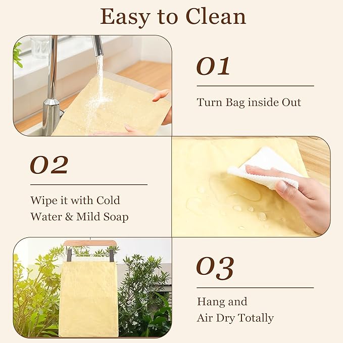 2 Pack Reusable Beeswax Bread Bags for Homemade Bread with Handle,17 X 13 Inch Large Cotton Sourdough Bread Storage for Fridge Freezer Counter,Keep Fresh Longer