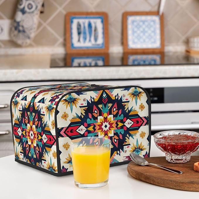 Southwestern Pattern Covers for Toasters 4 Slice,Cute Funny Bread Machine Cover with Handle,Washable Stain Resistant Kitchen Small Appliance Cover Dining Decor
