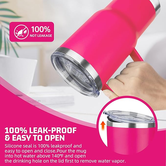 20 oz Tumbler with Handle Stainless Steel Insulated Coffee Mug Tumbler with Lid and Straw Double Wall Vacuum Insulated Coffee Mug Leak Proof Travel Mug Tumbler for Hot and Cold Drink (Mix Color-5)