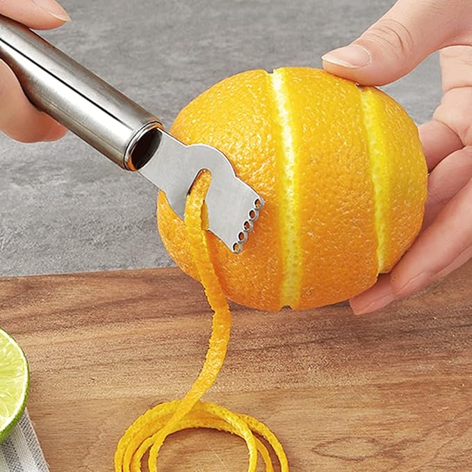3Pcs Lemon Zester Tool Citrus Peeler Zester Grater with Handle Stainless Steel Fruit Grater Peeling Knife Multipurpose Kitchen Gadgets Bar Accessories