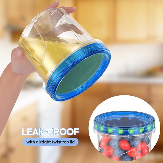 [12 Pack-24 Oz] Freezer Storage Containers Set, Small Plastic Containers with Twist Top Lids, Reusable Soup Containers for Meal Prep, Lunch, Leftovers