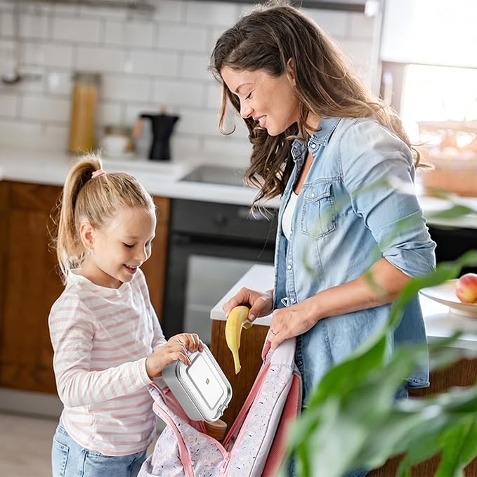 GOLDEN KEY 27oz / 0.8L Bento Box for Kids,18/8 Stainless Steel Lunch Box for Kids with Leakproof Condiment Container,3 Compartment Bento Box for School and Eating Out,Freezer & Dishwasher Safe(Blue)