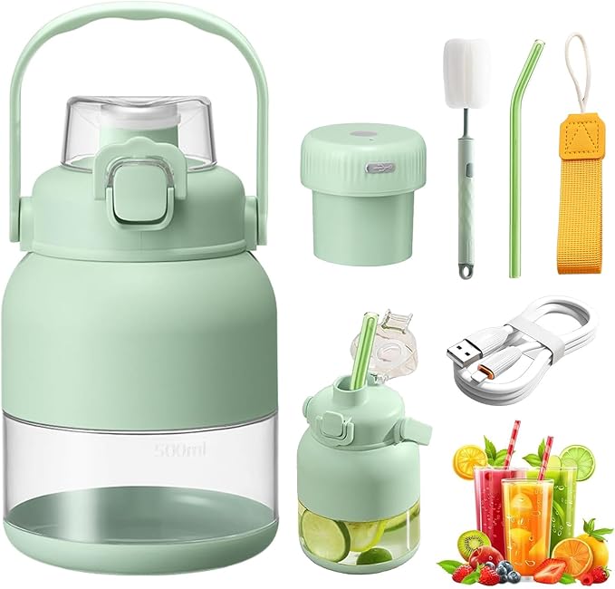 Gemet BPA-Free Electric Citrus Juicer 17 oz, with Straw and Two Lids, 2025 New Portable Blender for Smoothies, Shakes, Food Prep & Frozen Blending (500ML*1)