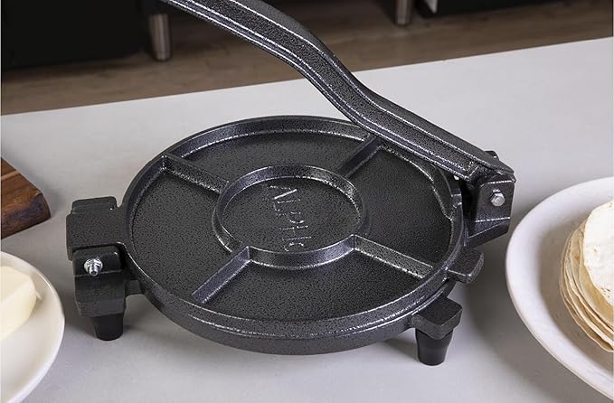 ALPHA LIVING Tortilla Press – 10 Inch Cast Iron Quesadilla Maker – Heavy Duty Empanada Maker Press – Cast Iron Tortilla Maker for Kitchen, Home Use