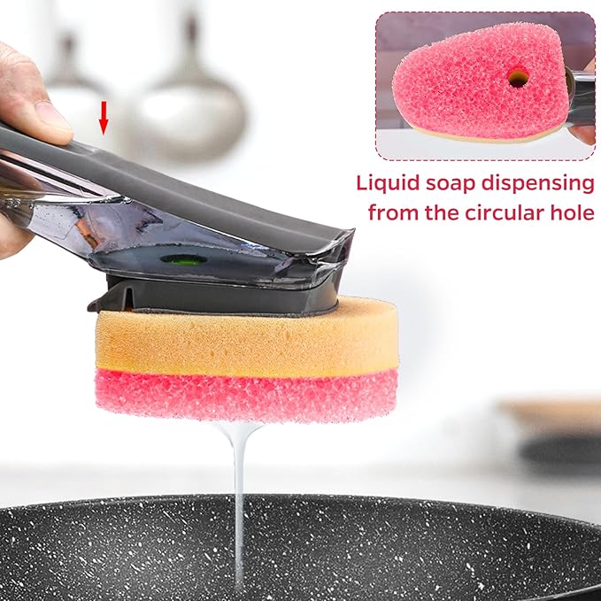 Sponge Dishwand Brush Refills for Scotch-Brite Dishwand - 10 Pack Dish Soap Non-Scratch Brush Refills for Nonstick Pots and Pans, Glass & Tubs (Pink)