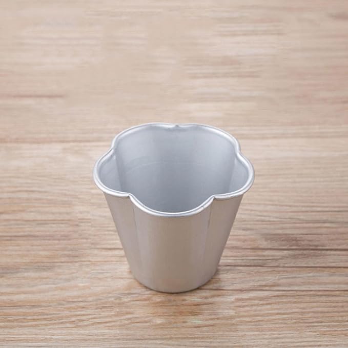 6 Pcs Popover Pan, Aluminium Pudding Tin Cup Baking Maker, Individual Muffin Chocolate Molten Brownie Tumbler Raspberry Souffle Cupcake Pudding Mould - Five-Petaled Flower Shape 3"x 2.4"