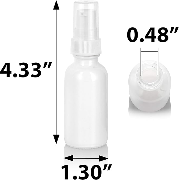JUVITUS (24 pack) 1 oz High Shine Gloss Glass Boston Round Bottle with White Treatment Pump