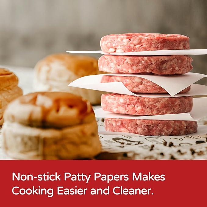 7 Inch Cast Iron Burger Press Set with Stainless Steel Spatula, Seasoning Shaker & Patty Papers - Heavy-Duty Smash Burger Maker for Griddle, BBQ & Camping