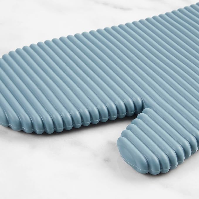 KITCHENAID Ribbed Soft Silicone Oven Mitt 2-Pack Set, 7.5"x13", Fog Blue